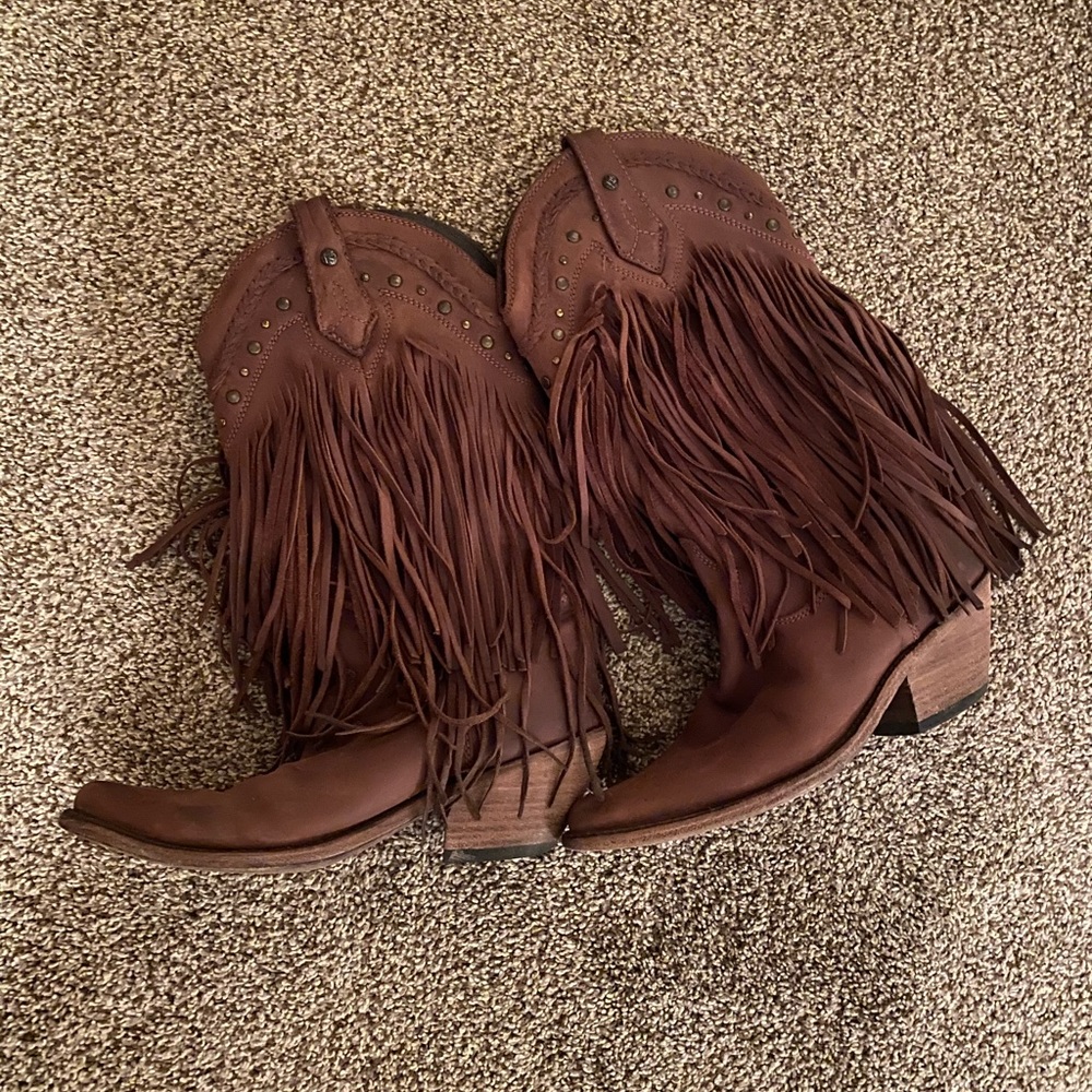 Black liberty fringe boots